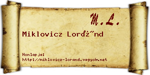Miklovicz Loránd névjegykártya